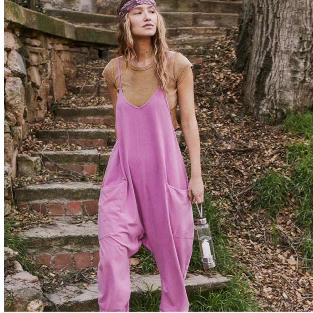 Free People Pink Slouchy Romper Jumpsuit